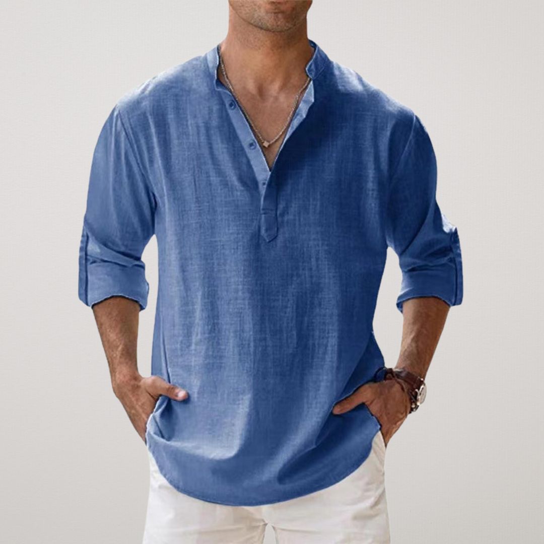 Matthieu™ - Chemise Henley en coton effet lin