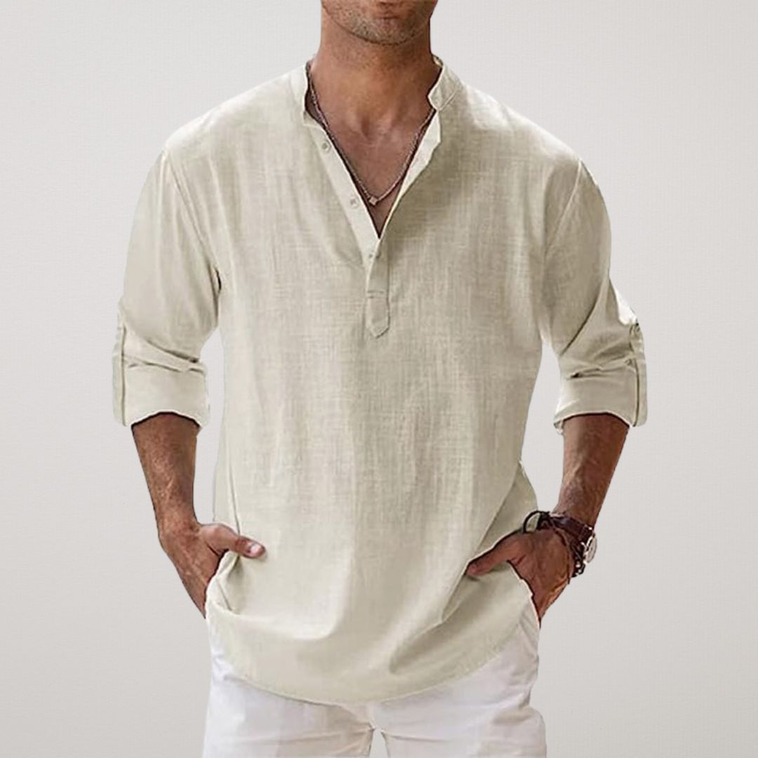 Matthieu™ - Chemise Henley en coton effet lin
