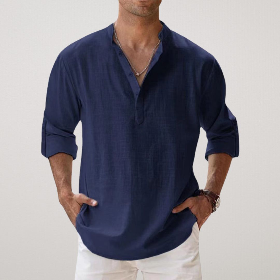Matthieu™ - Chemise Henley en coton effet lin