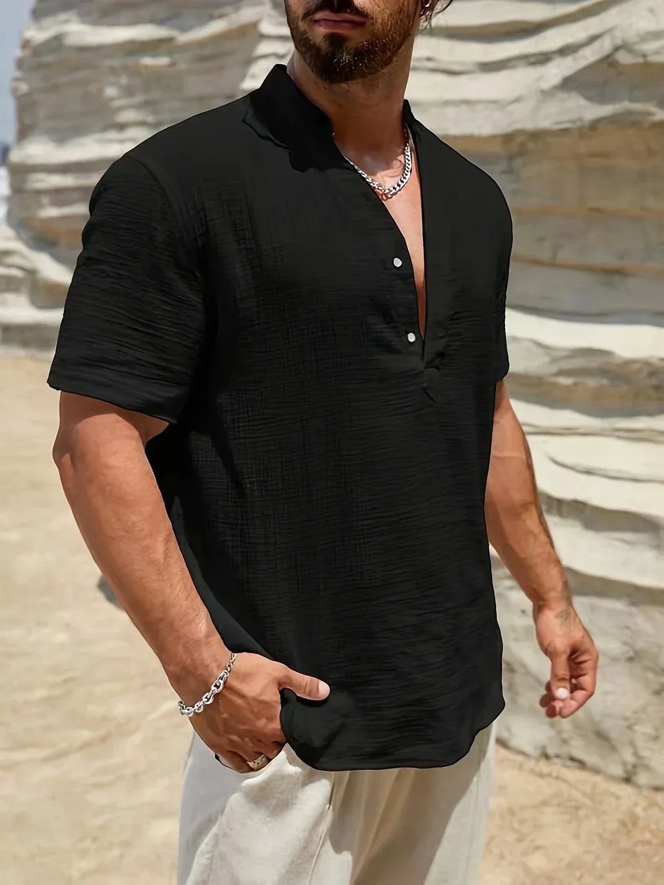 Corentin™ | Chemise d’été élégante à col montant