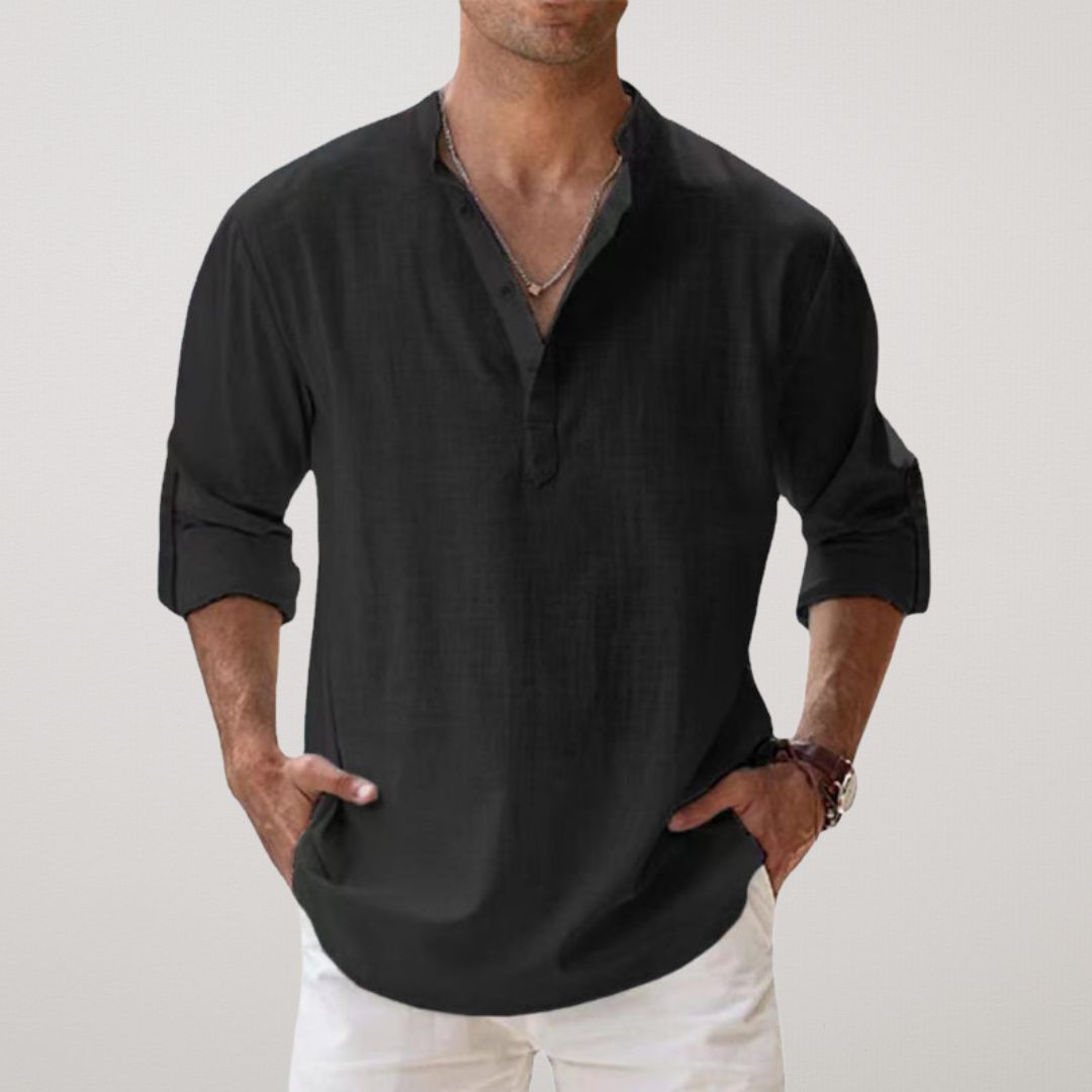 Matthieu™ - Chemise Henley en coton effet lin