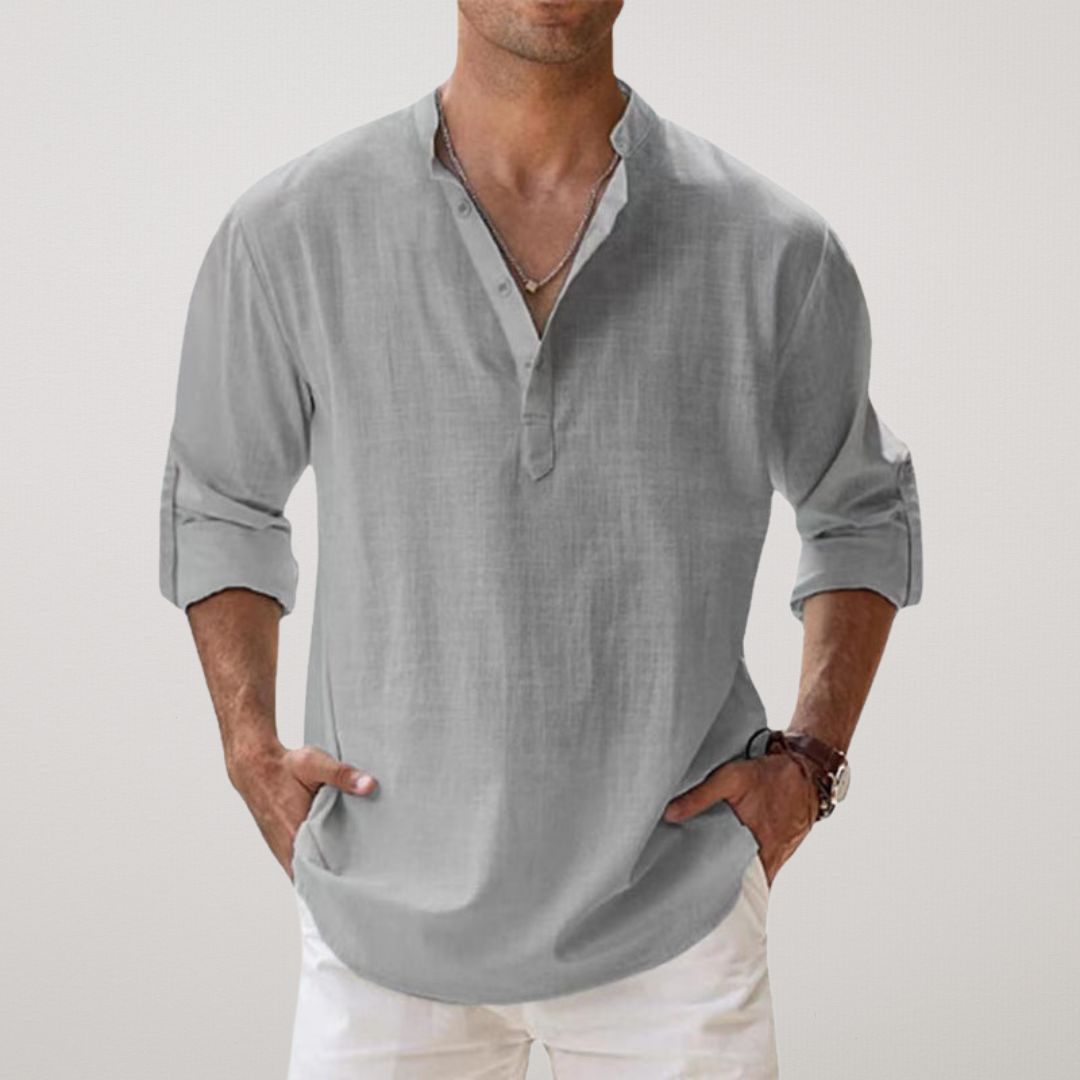 Matthieu™ - Chemise Henley en coton effet lin