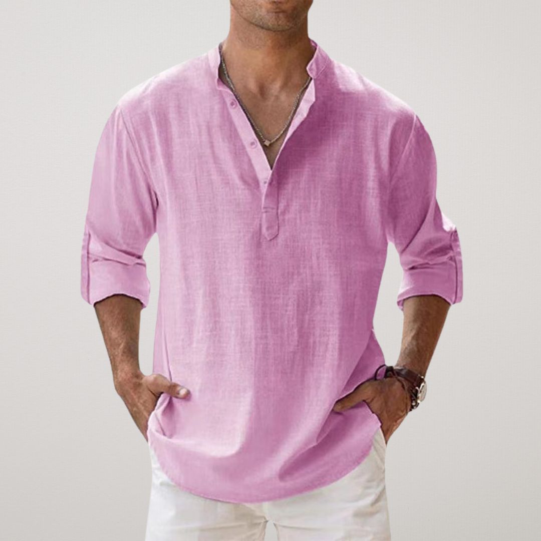 Matthieu™ - Chemise Henley en coton effet lin