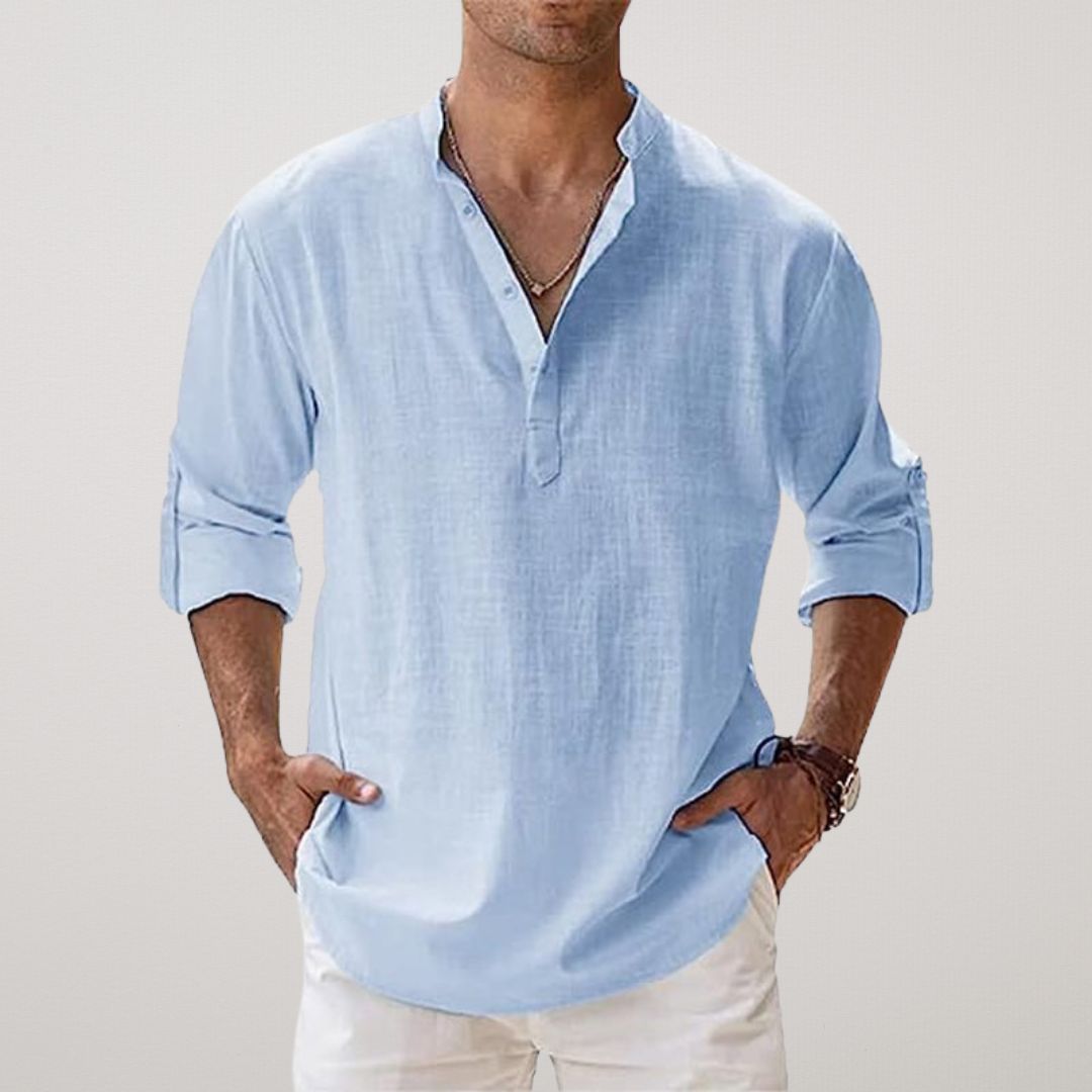 Matthieu™ - Chemise Henley en coton effet lin