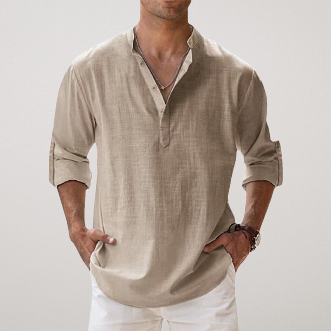 Matthieu™ - Chemise Henley en coton effet lin