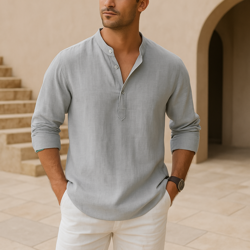 Matthieu™ - Chemise Henley en coton effet lin