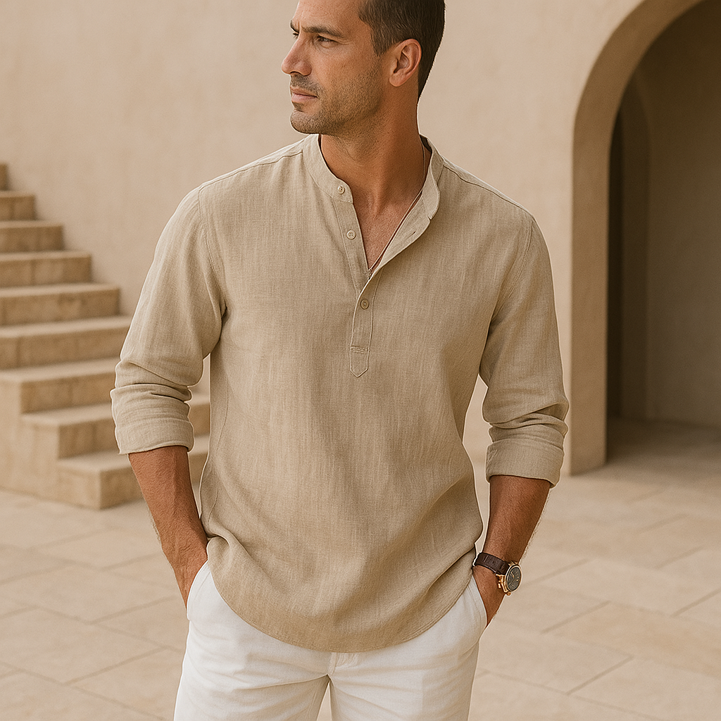Matthieu™ - Chemise Henley en coton effet lin