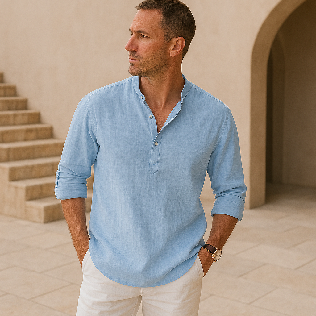 Matthieu™ - Chemise Henley en coton effet lin