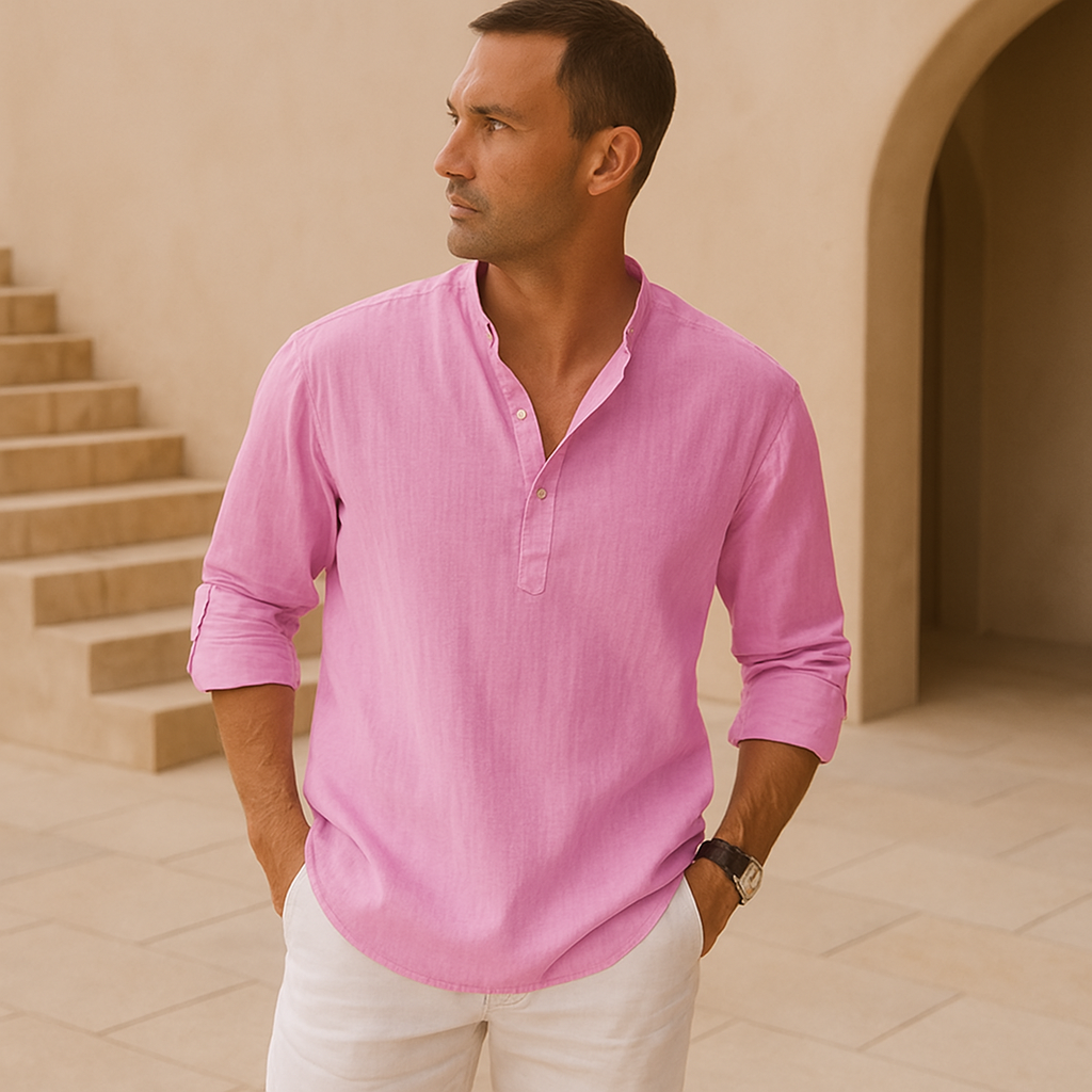 Matthieu™ - Chemise Henley en coton effet lin