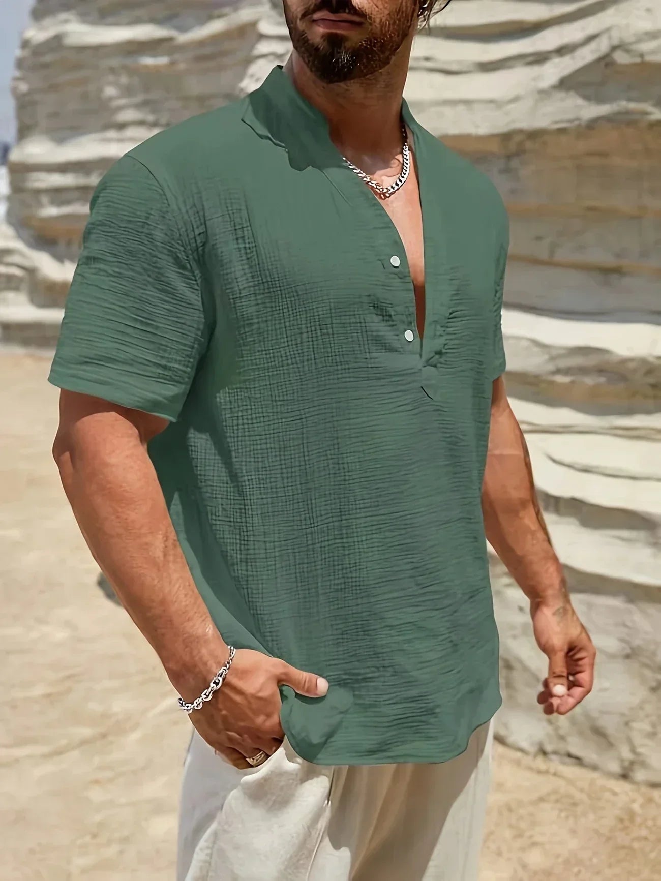 Corentin™ | Chemise d’été élégante à col montant